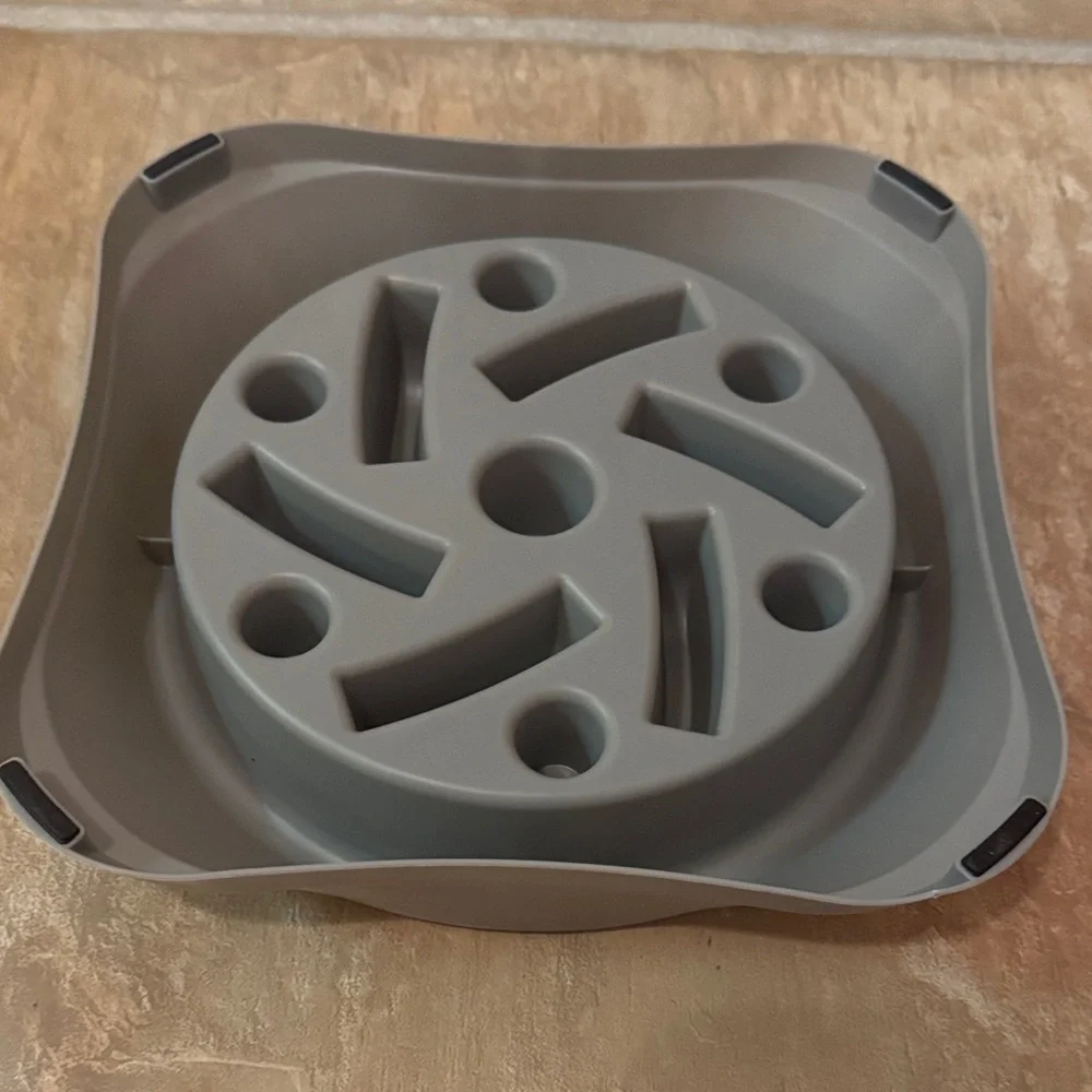 NEW Gray Slow Feeder Maze Dog Bowl for good health